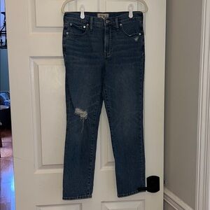Madewell Light Blue Distressed Straight Leg Jeans